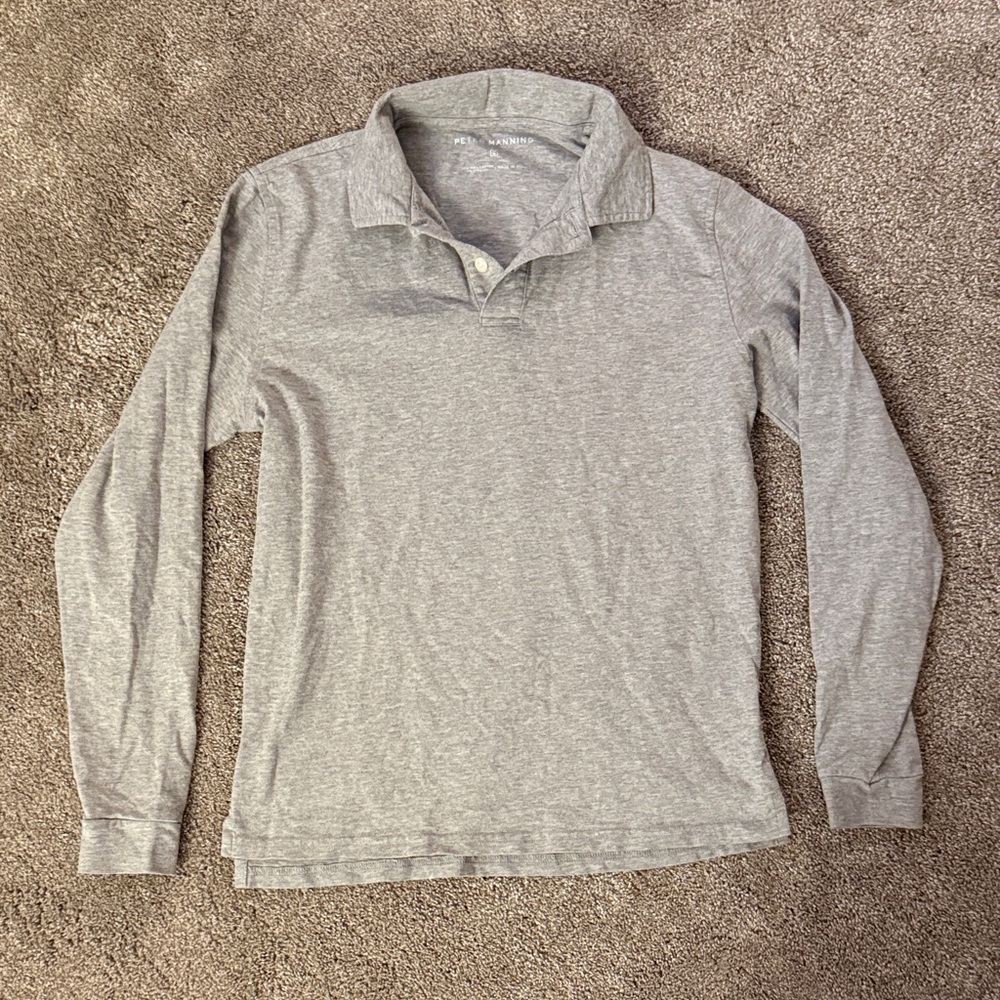 Classic Gray Long Sleeve Polo Shirt